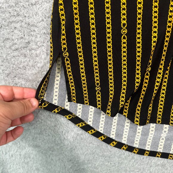 Michael Kors Women Half Zip Tunic Blouse Black/Yellow Chain Print Size S - Picture 8 of 13